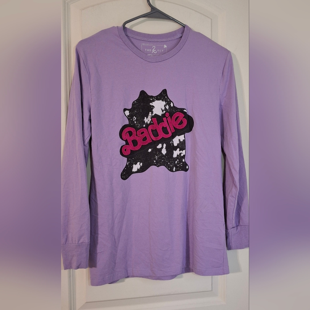 Baddie Purple Long Sleeve Womens Shirt XS Barbiecore Western Casual Boho
